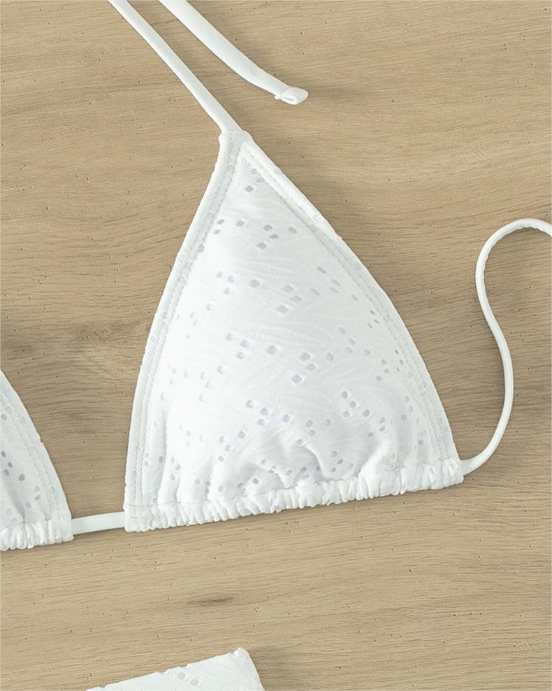 Maillot de bain sexy bikini trois pièces pour femme, dos nu, blanc
