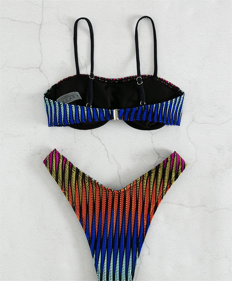 Bikini de tiras onduladas, sexy, dividido, con soporte de acero
