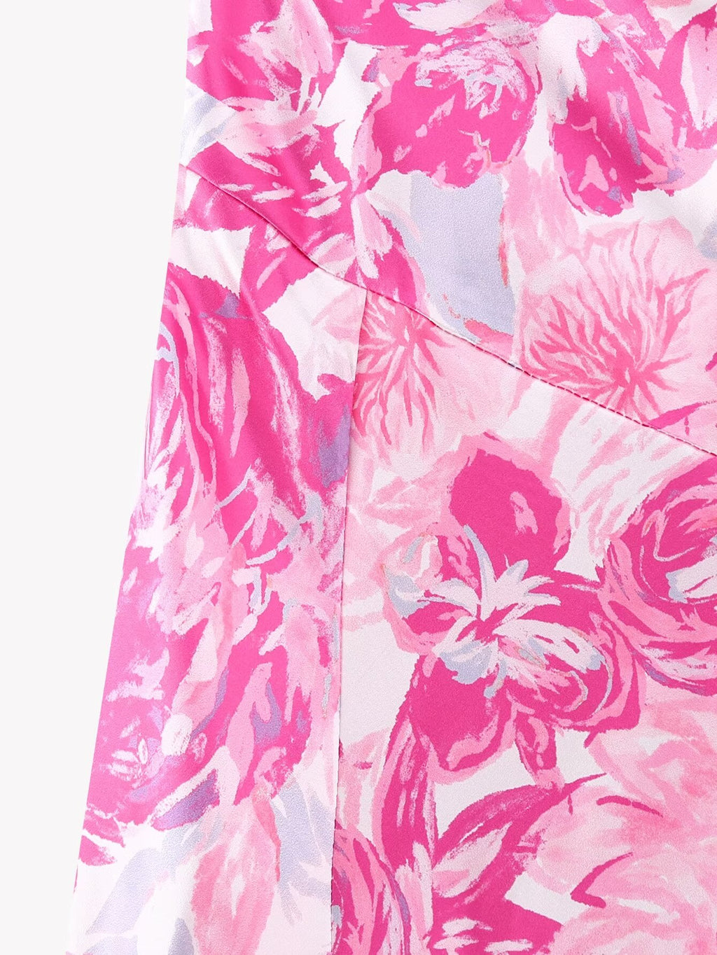 Spring Women Pink Oblique Shoulder Printed Cropped Outfit Sleeveless Dress CHEN