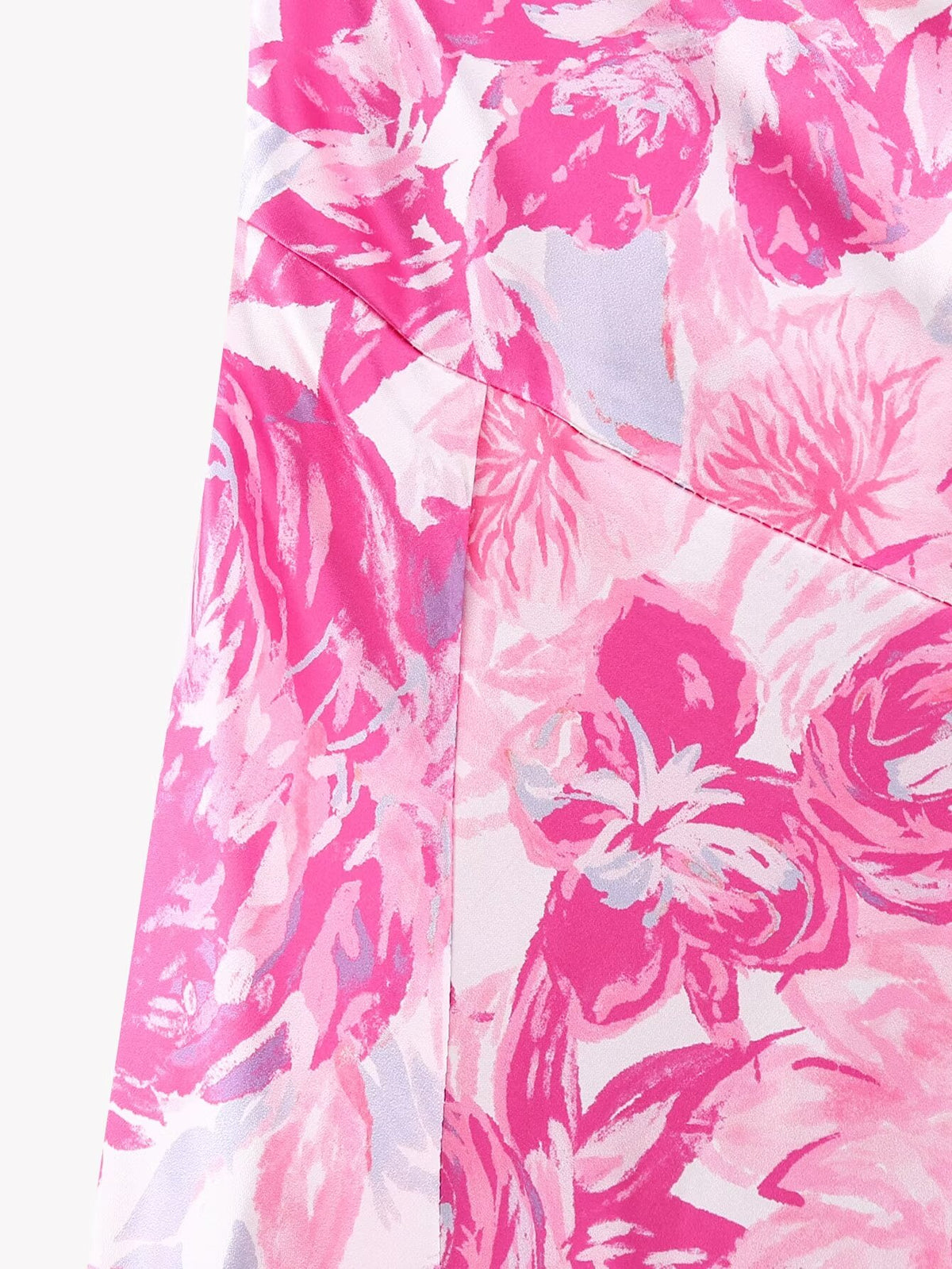 Spring Women Pink Oblique Shoulder Printed Cropped Outfit Sleeveless Dress CHEN