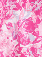 Spring Women Pink Oblique Shoulder Printed Cropped Outfit Sleeveless Dress CHEN