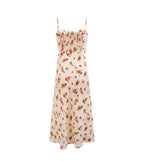 Early Spring Pastoral Beige Bottom Small Floral Holiday Casual Strap Dress PullWind