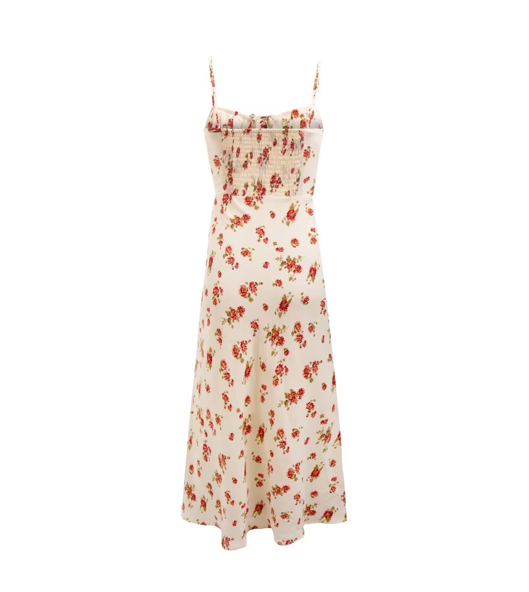 Early Spring Pastoral Beige Bottom Small Floral Holiday Casual Strap Dress PullWind