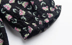 French Retro Square Collar Puff Sleeve Printed Dress Women Slim High Waist Lace up Midi Spring Summer PullWind