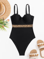 Maillot de bain sexy pour femme, couleur unie, push-up, style siamois