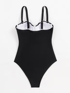Maillot de bain sexy pour femme, couleur unie, push-up, style siamois