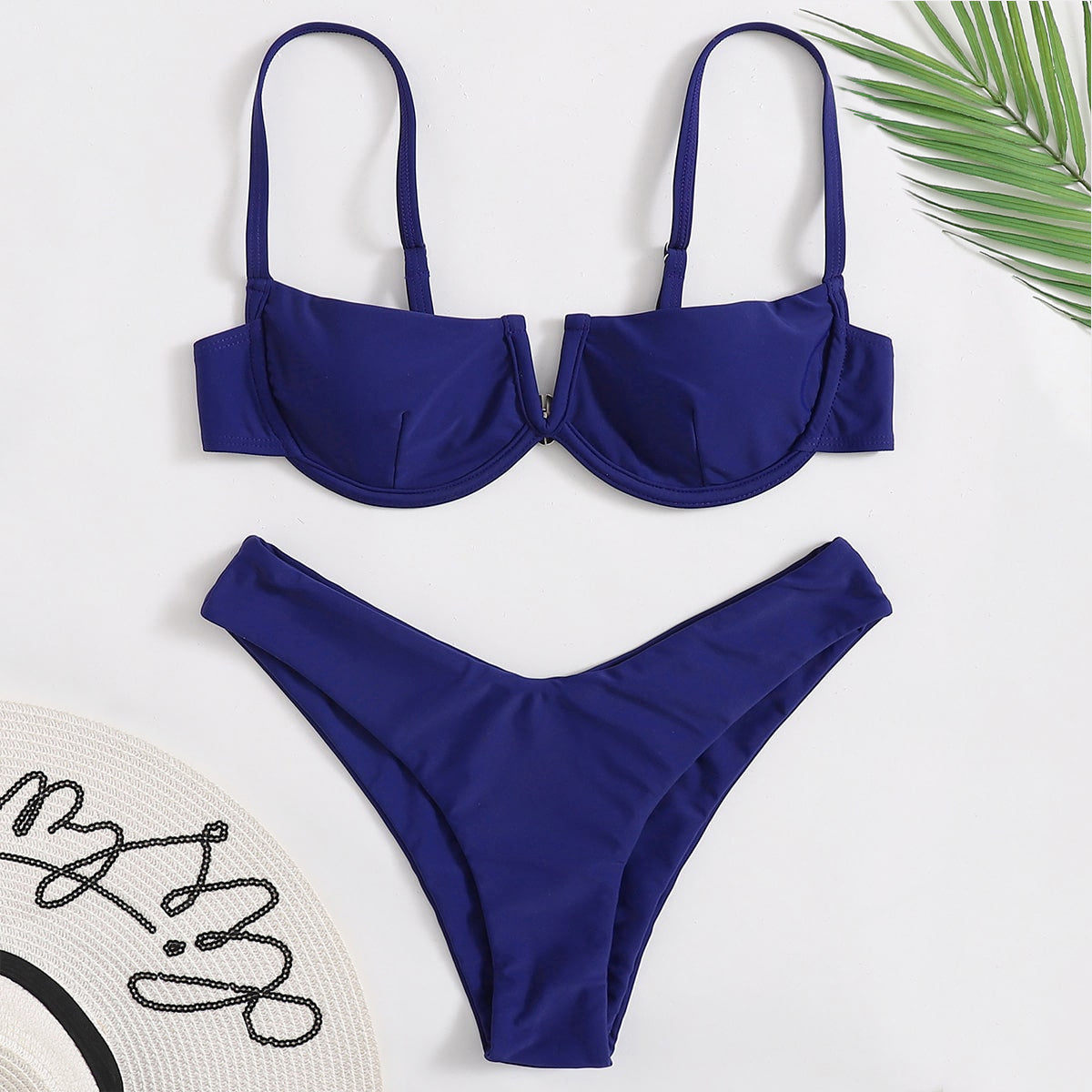 Swimsuit Women Steel Bracket Gathered Sexy Bikini Solid Color Bikini Swimsuit BALANCE