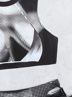 Bikini sexy para mujer, traje de baño deportivo blanco y negro con abertura