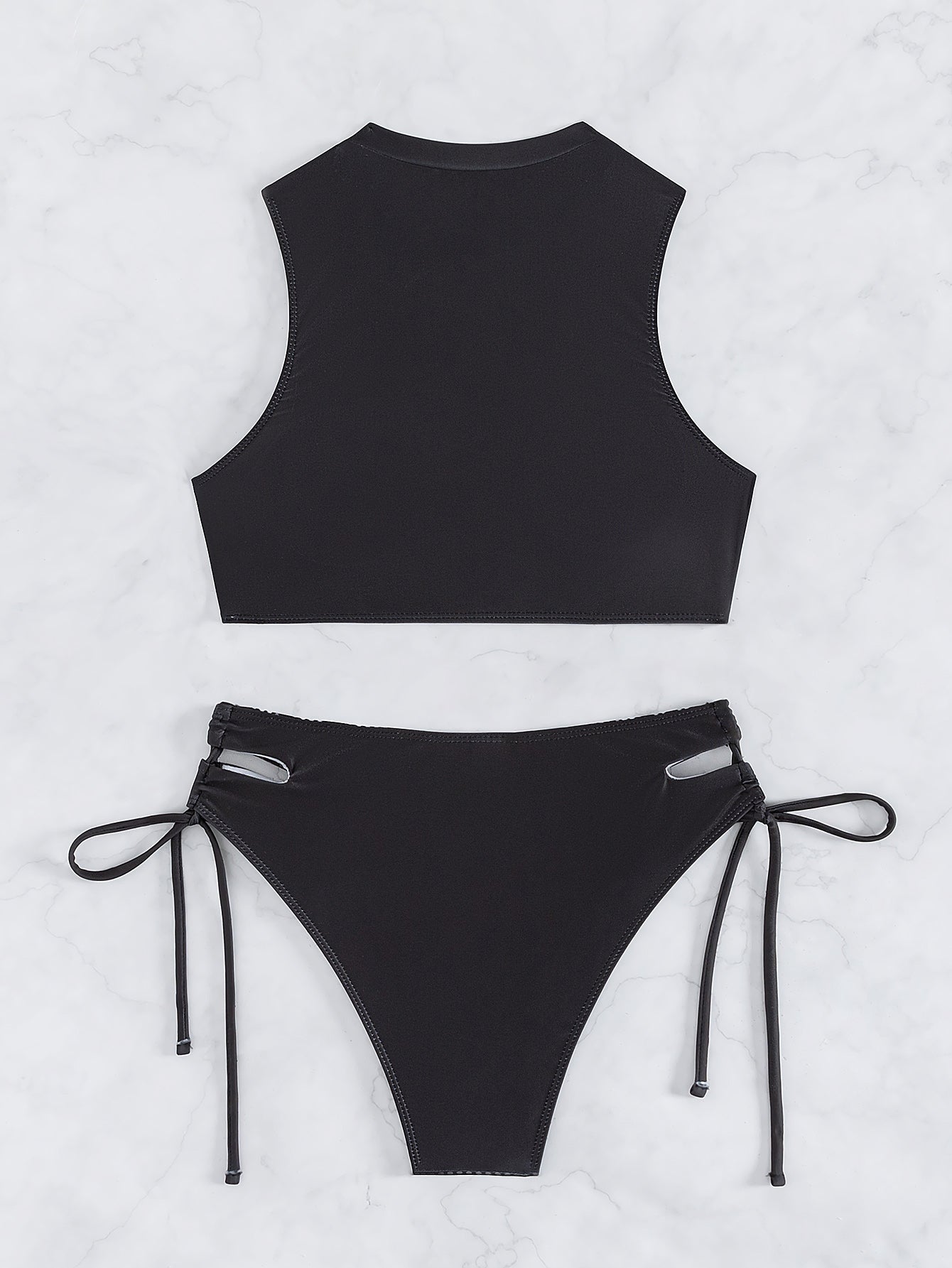Bikini sexy para mujer, traje de baño deportivo blanco y negro con abertura