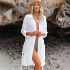 Shirt Loose Long Sleeve Seaside Vacation Blouse Beach Bikini Jacket Swimsuit Outwear Cardigan EvenStar