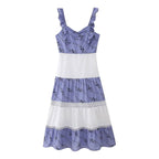 Summer Tank Tops Tube Top Dress Vintage National Embroidery Vacation Dress CHEN