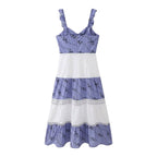 Summer Tank Tops Tube Top Dress Vintage National Embroidery Vacation Dress CHEN