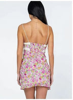 Spring Street V Neck Lace Printed Dress Suspender Dress Camille
