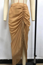 Tassel Skirt Split Chiffon Sheath Bikini Half Length Smock Dress Beach Apron Menara