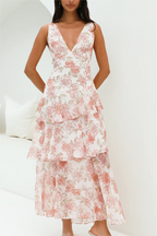 Summer Women Clothing Printed Asymmetric Tiered Dress CHEN