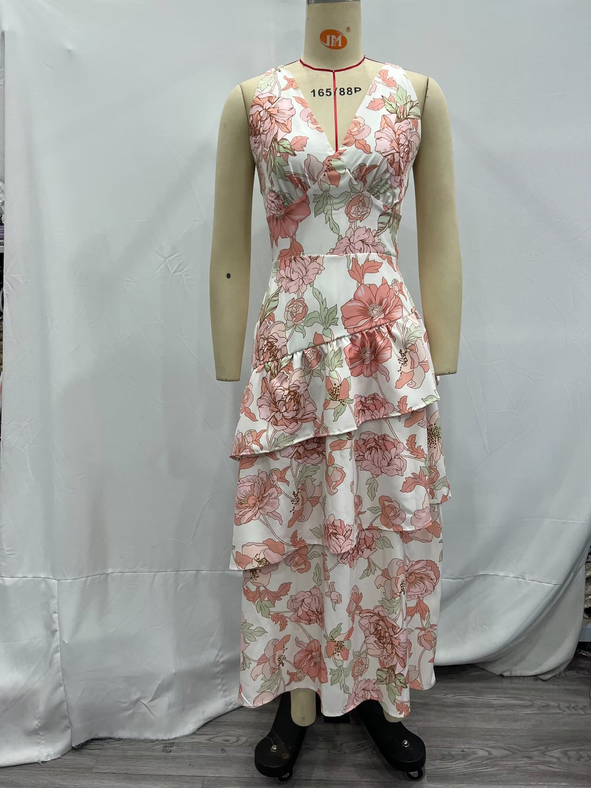 Summer Women Clothing Printed Asymmetric Tiered Dress CHEN