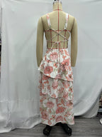 Summer Women Clothing Printed Asymmetric Tiered Dress CHEN