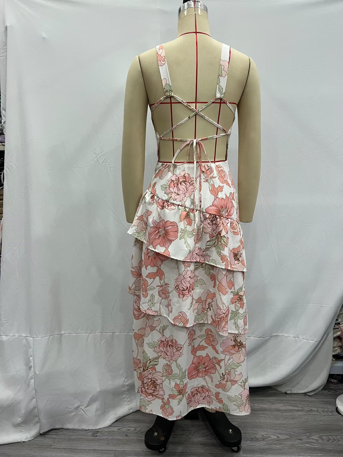 Summer Women Clothing Printed Asymmetric Tiered Dress CHEN