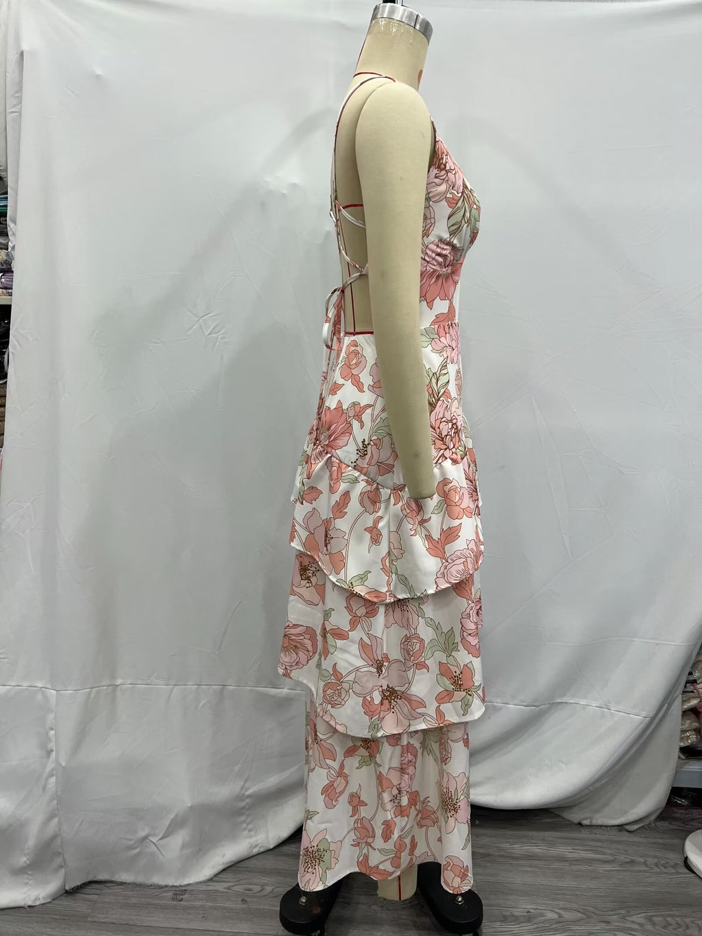 Summer Women Clothing Printed Asymmetric Tiered Dress CHEN