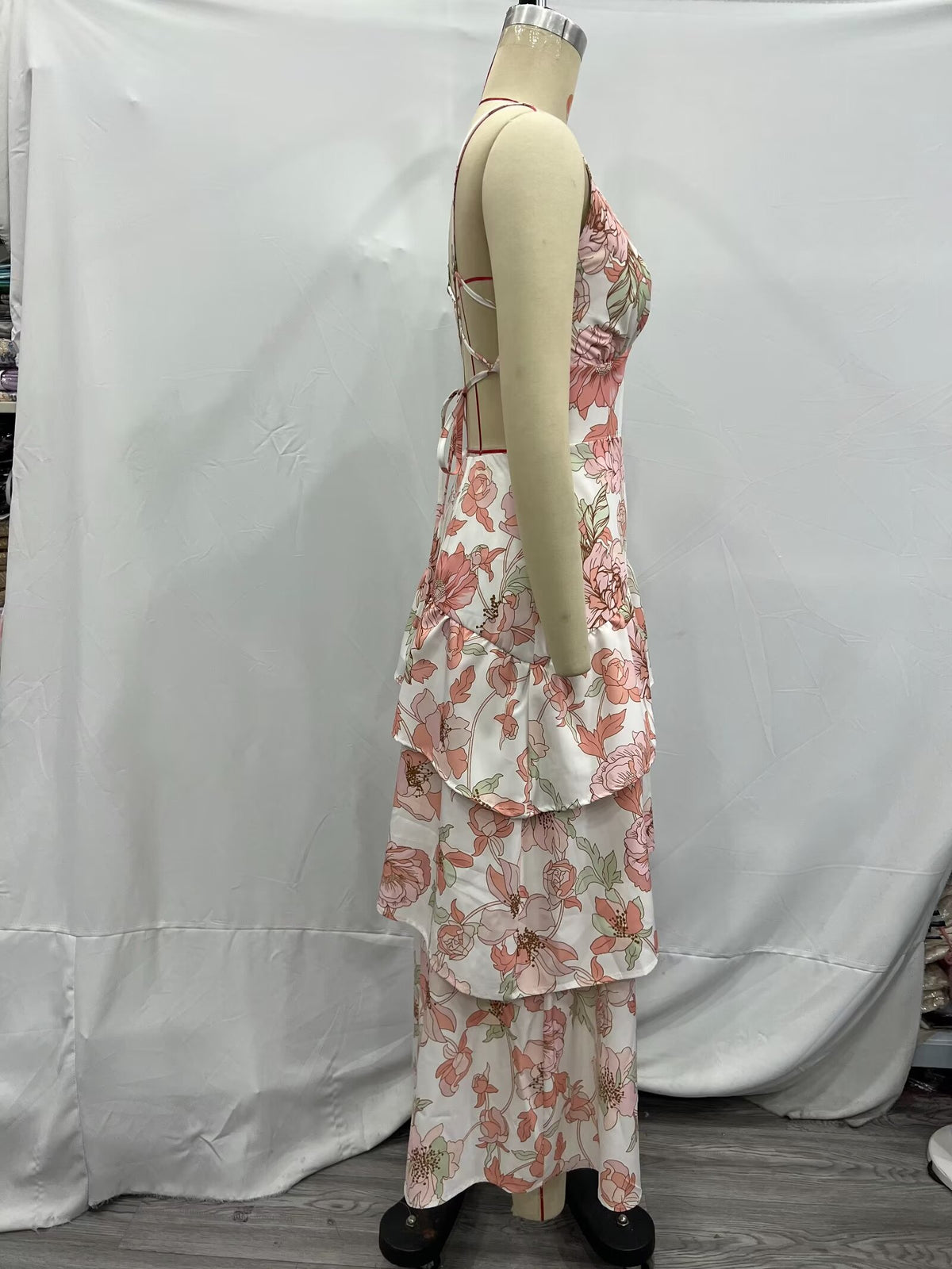 Summer Women Clothing Printed Asymmetric Tiered Dress CHEN