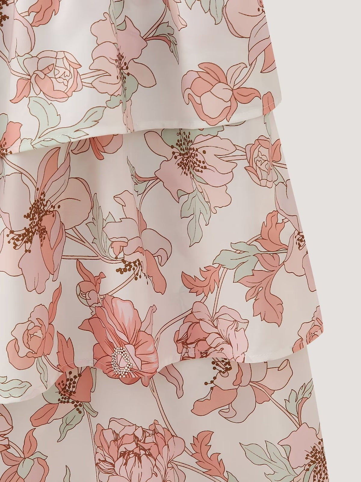 Summer Women Clothing Printed Asymmetric Tiered Dress CHEN
