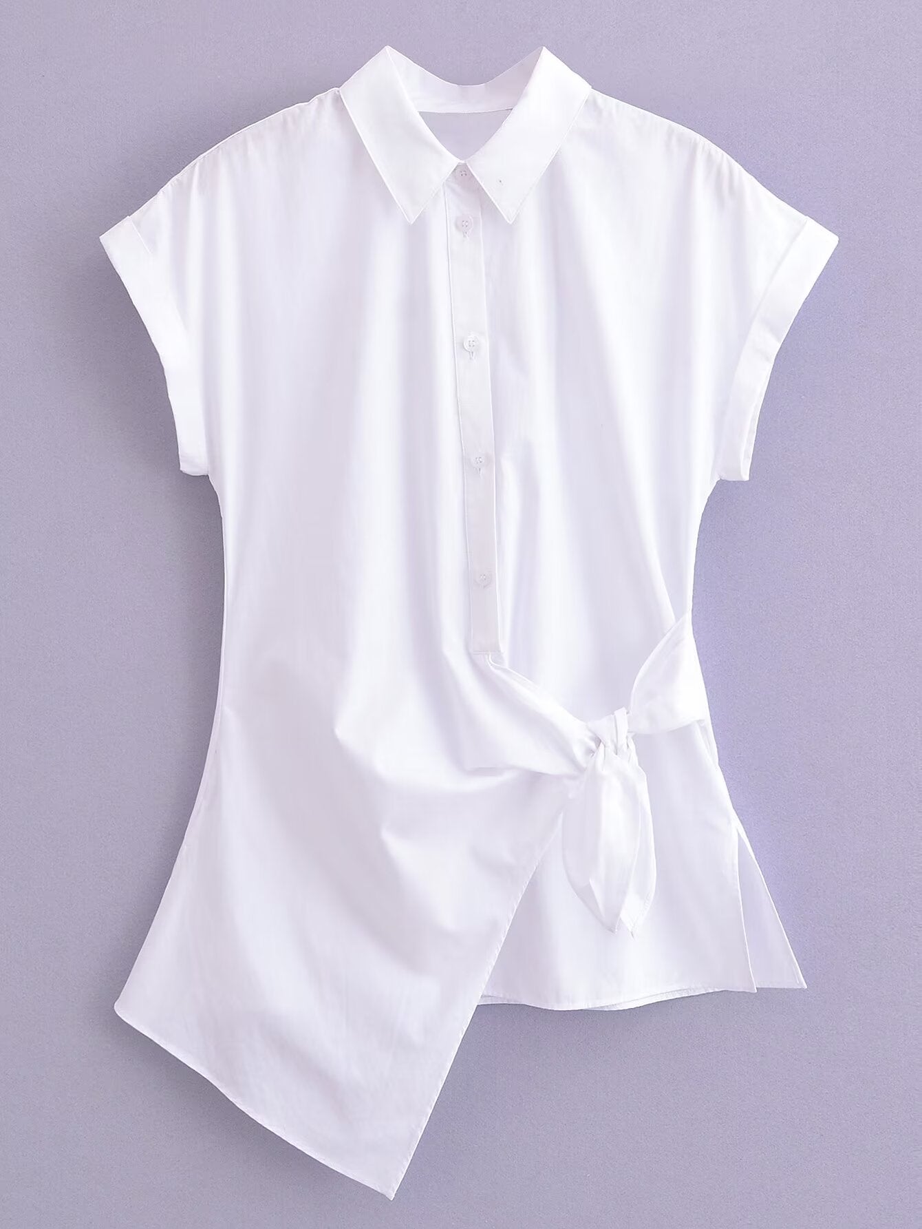 Camisa blanca con cordones y diseño retro elegante de tipo primavera y verano para mujer