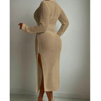 Sexy Hollow Out Cutout Knitted Deep V Plunge Lace up Waist Controlled Long Sleeve Split Skirt Vacation Dress Swimsuit Blouse Crochet hook Tidee
