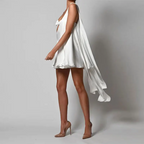 Vestido mini de fiesta de dos piezas de satén con hombros descubiertos y sexy para mujer para primavera y verano