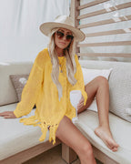 Summer Fishnet Beach Cover Up Long Sleeve Sun Protection Overshirt Beach Cover Shirt PettiCloth