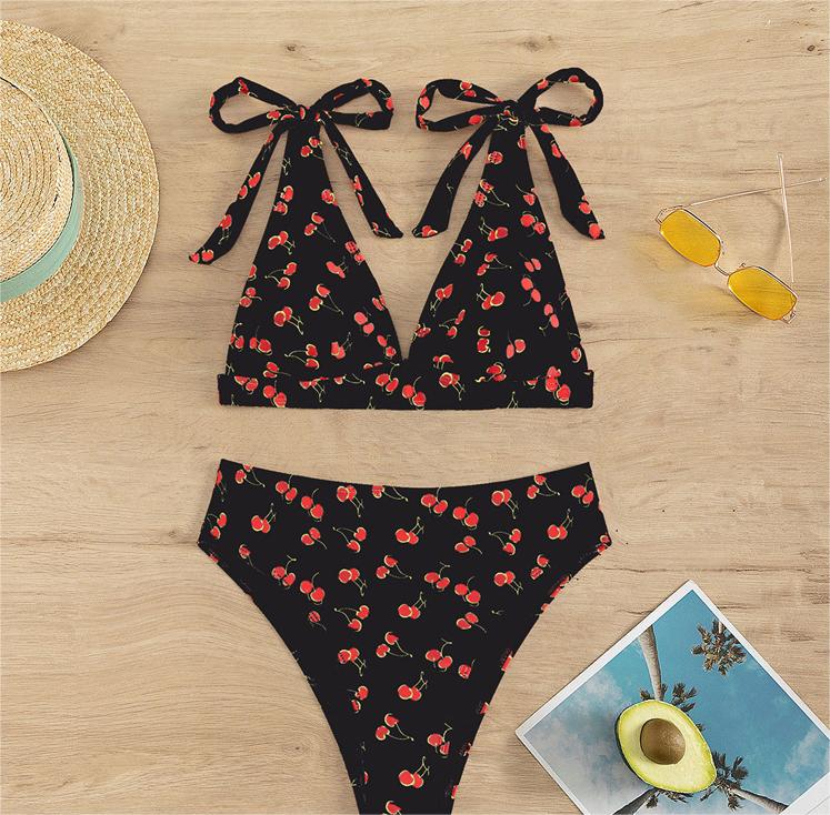 Bikini Sexy Fruit High Waist Bikini Bow Lace Up Swimsuit BALANCE