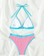 Bikini Sexy Bikini Swimsuit Women Contrast Color Halter Mesh Swimsuit