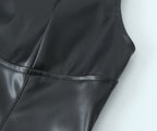 Minimalist Sexy Casual Dress Basic Faux Leather Slimming Pullover Elegant Hip Dress for Women JuneMade