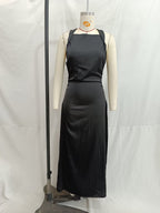 Women Spring Festival Slim Silk Satin Texture Midi Dress TRAF