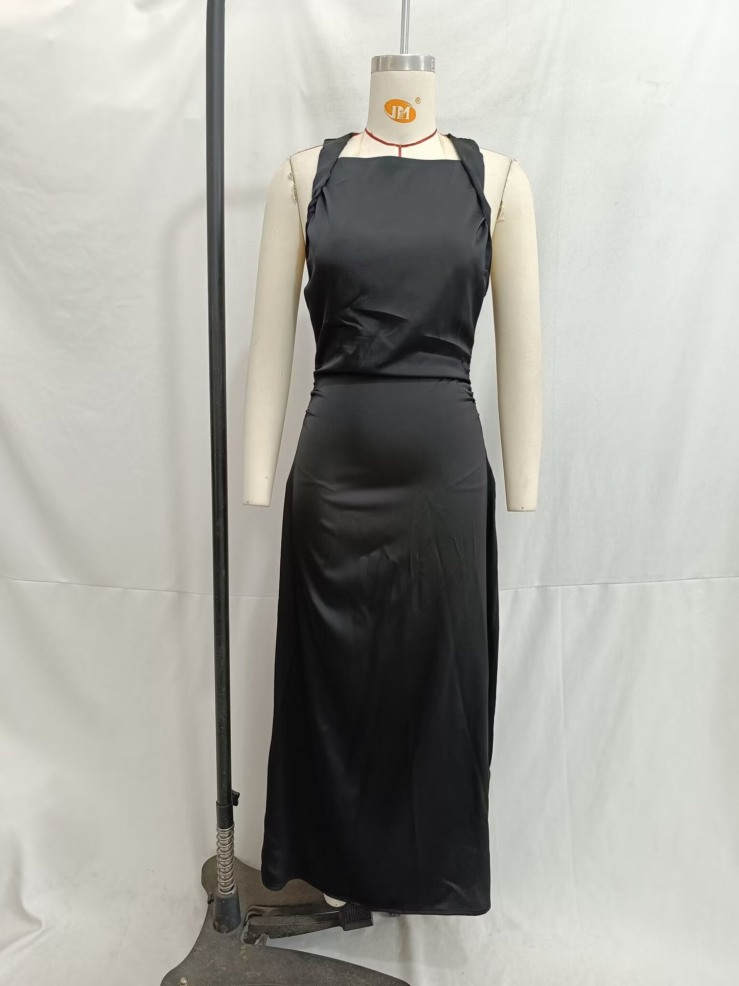 Women Spring Festival Slim Silk Satin Texture Midi Dress TRAF
