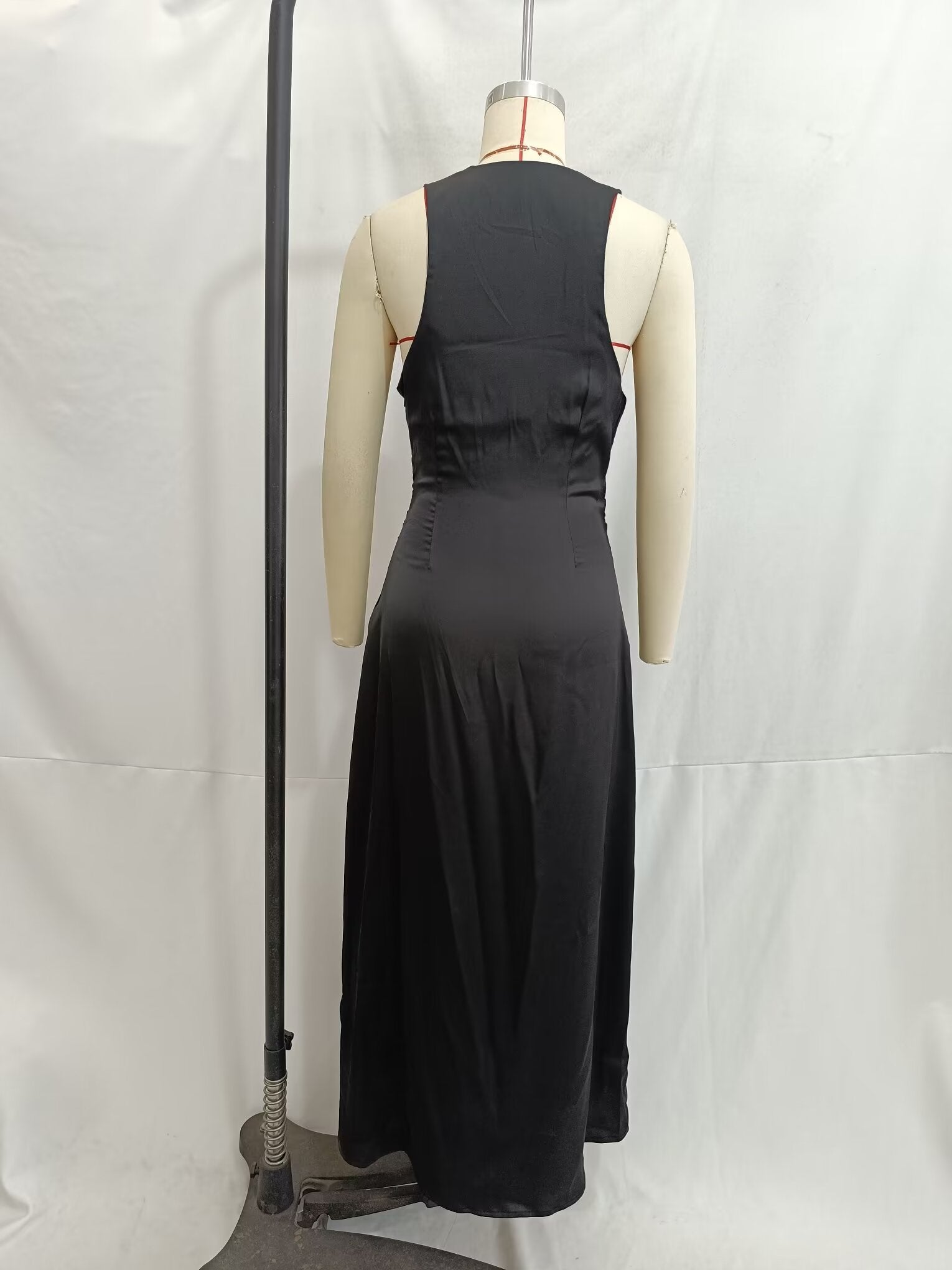 Women Spring Festival Slim Silk Satin Texture Midi Dress TRAF