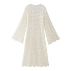 Spring Women Clothing Lace Embroidery Slim Fit Maxi Dress Women CHEN