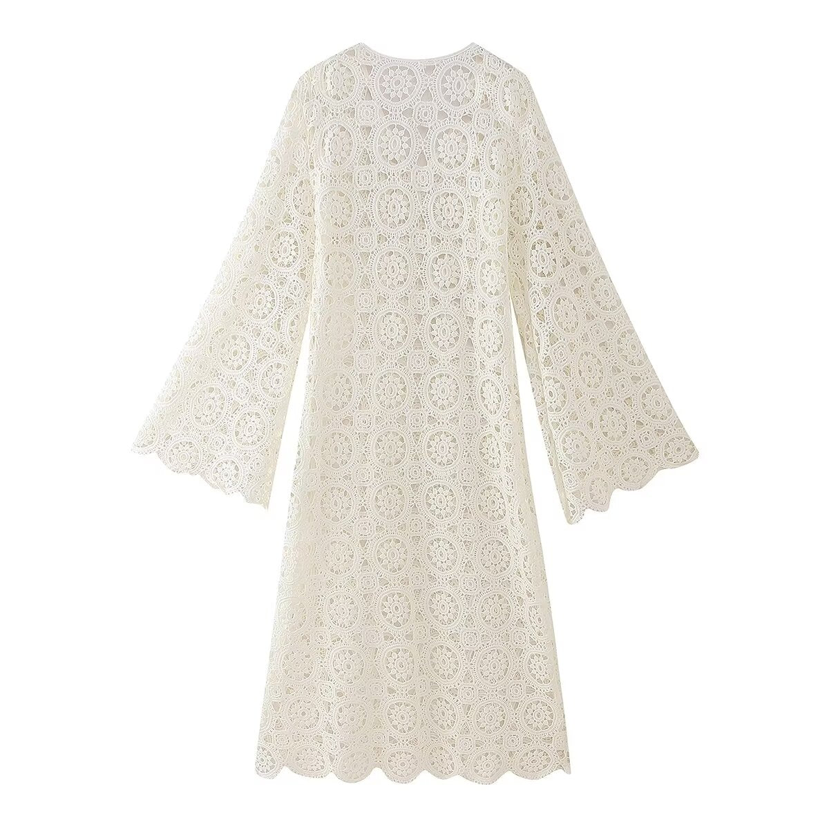 Spring Women Clothing Lace Embroidery Slim Fit Maxi Dress Women CHEN