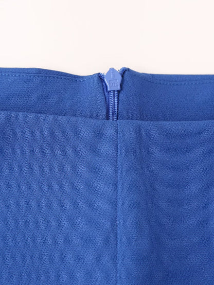 Women Clothing Summer Blue Color Back Cross Design Midi Dress CHEN