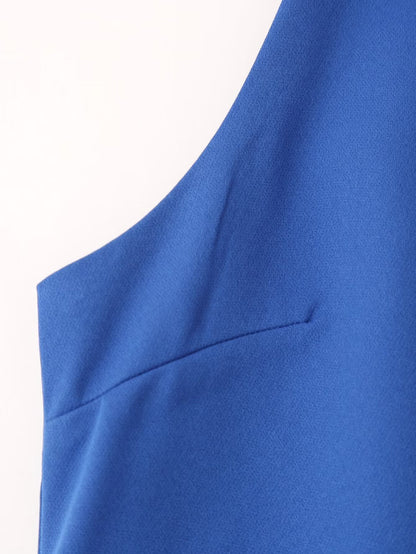 Women Clothing Summer Blue Color Back Cross Design Midi Dress CHEN