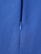 Women Clothing Summer Blue Color Back Cross Design Midi Dress CHEN