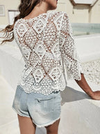 Beach Sunscreen Cutout Cardigan Jacket Crochet hook Reddy