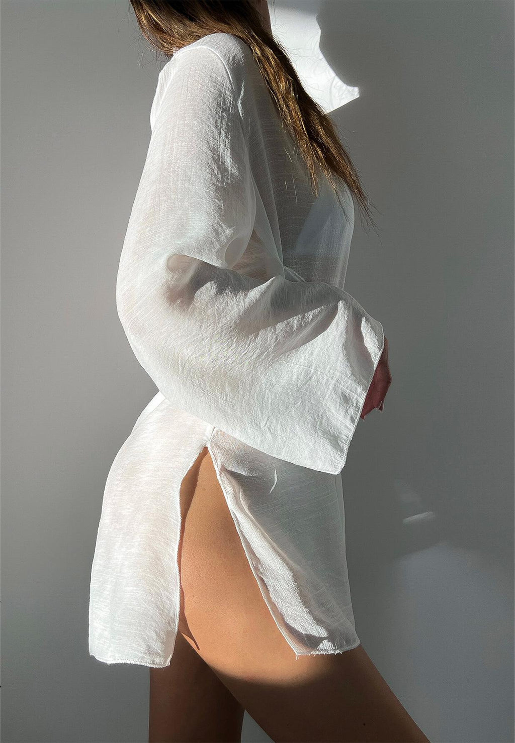 Spring Summer Beach Cover Up Comfortable Sun Protection Shirt V Neck Loose Tied Beach Overskirt Women Menara