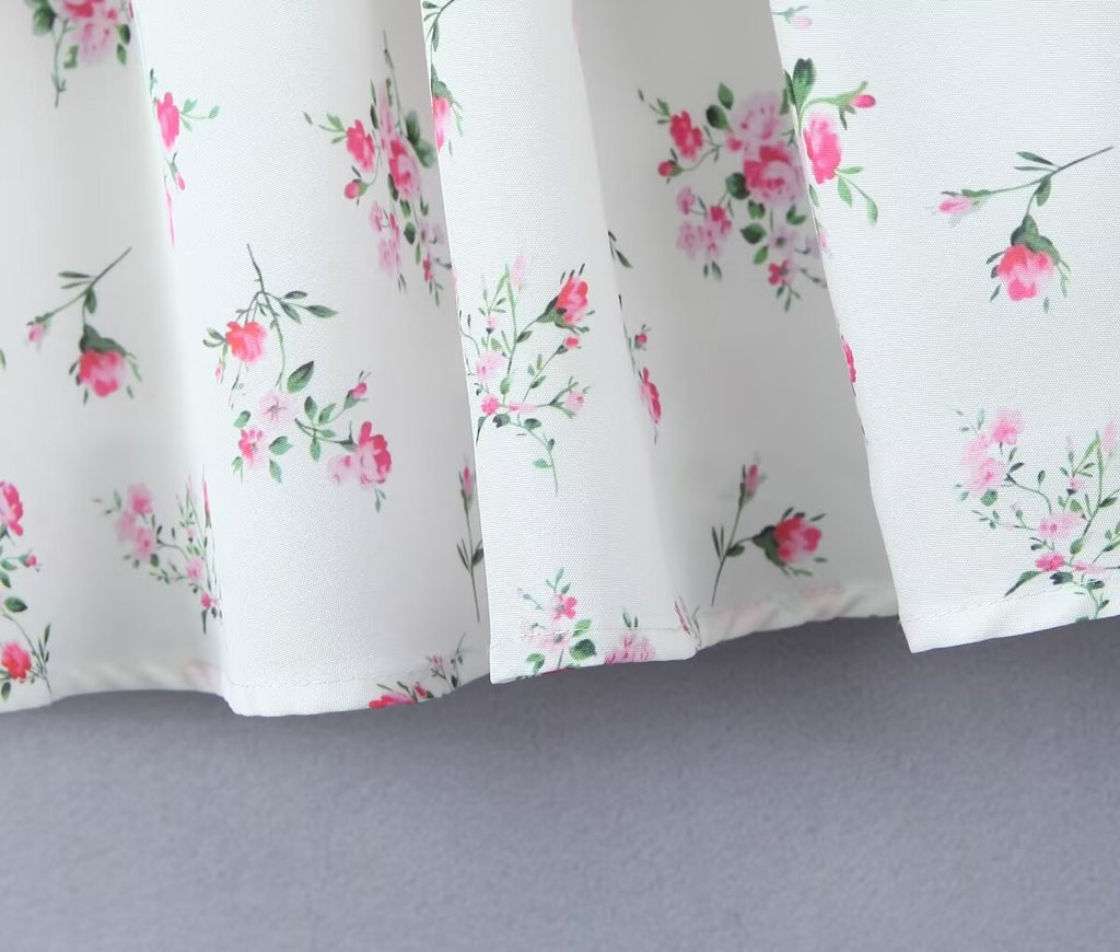 White Floral Strap Dress for Women Summer Sexy Sexy Pure Waist Tight Figure Flattering Puffy Dress ZDShop