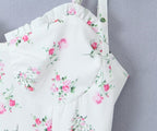 White Floral Strap Dress for Women Summer Sexy Sexy Pure Waist Tight Figure Flattering Puffy Dress ZDShop
