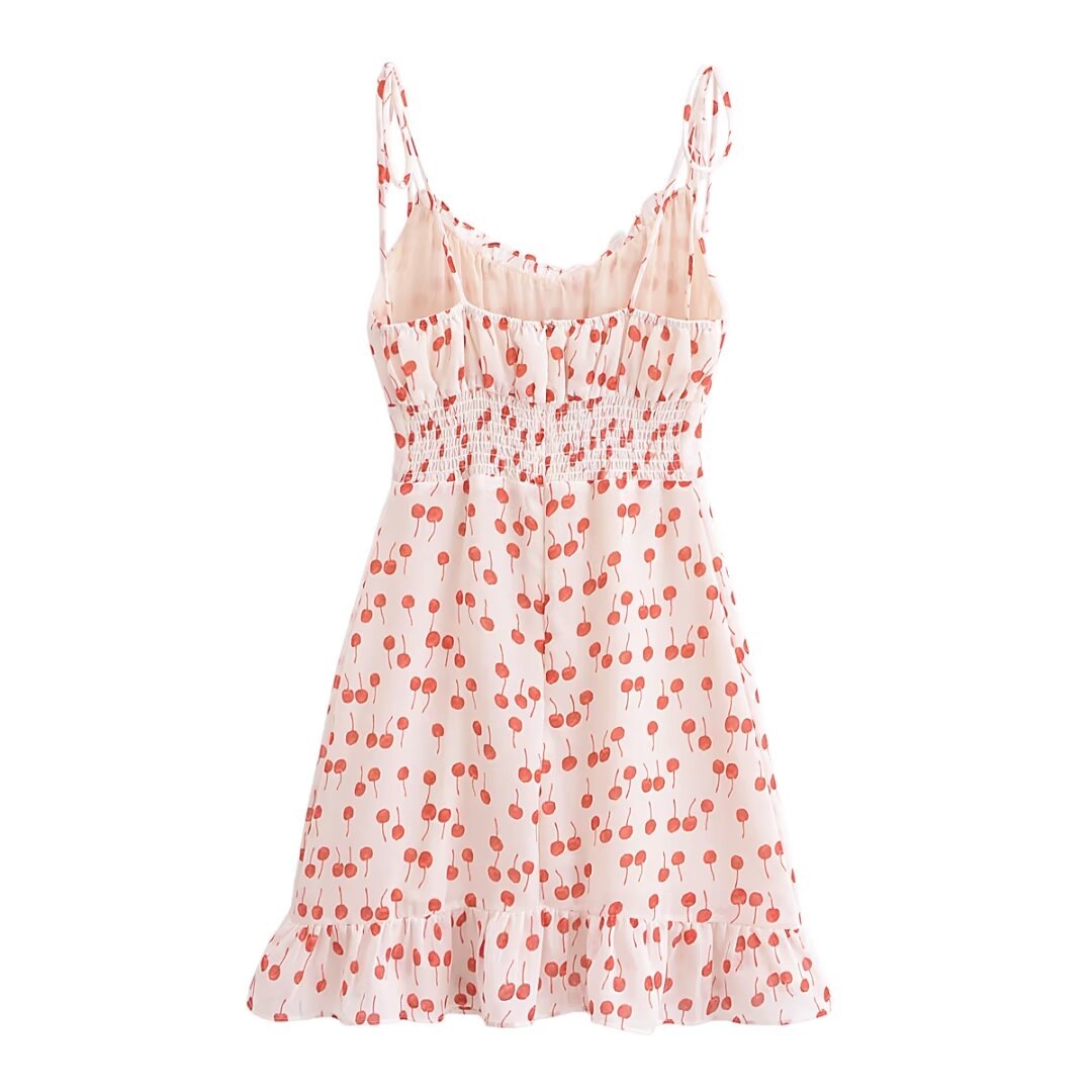 French Sweet Floral Printed Waist Controlled Suspender Dress Slim Fit Slimming Flounce Anti Aging Elegant Dress OMI