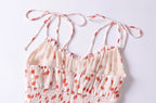 French Sweet Floral Printed Waist Controlled Suspender Dress Slim Fit Slimming Flounce Anti Aging Elegant Dress OMI