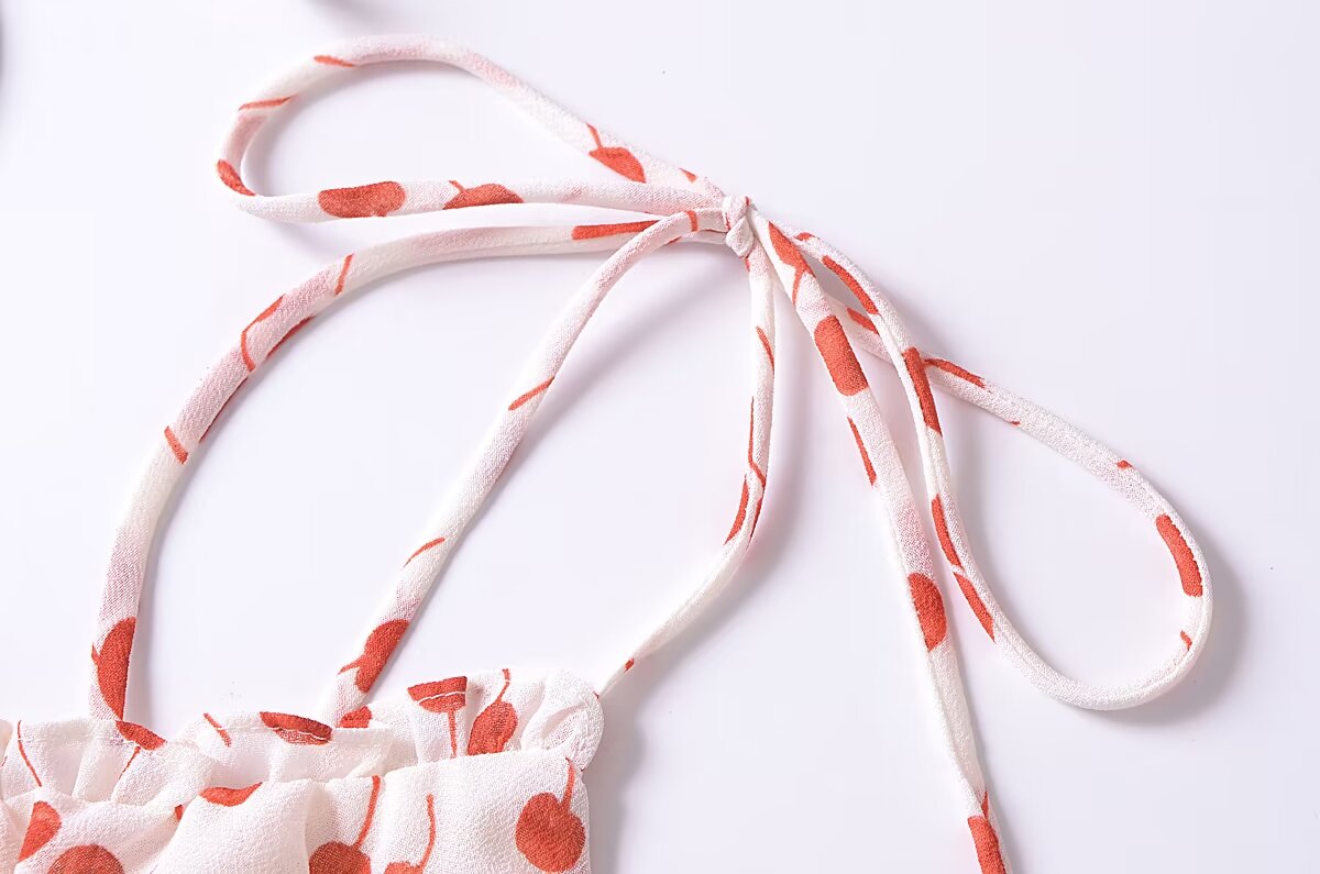 French Sweet Floral Printed Waist Controlled Suspender Dress Slim Fit Slimming Flounce Anti Aging Elegant Dress OMI