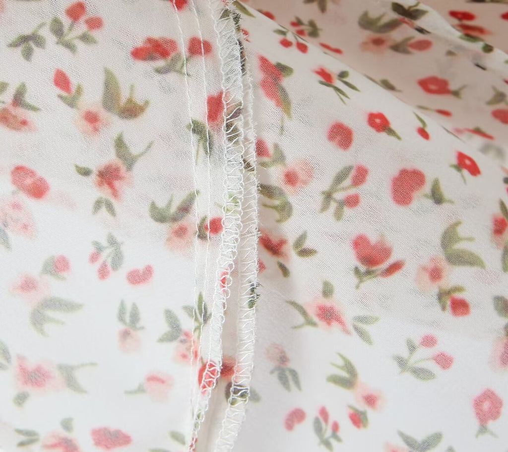 Spring French Pastoral Teenage Casual Suspender Dress V neck Lace Floral Maxi Dress Camille