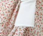 Spring French Pastoral Teenage Casual Suspender Dress V neck Lace Floral Maxi Dress Camille