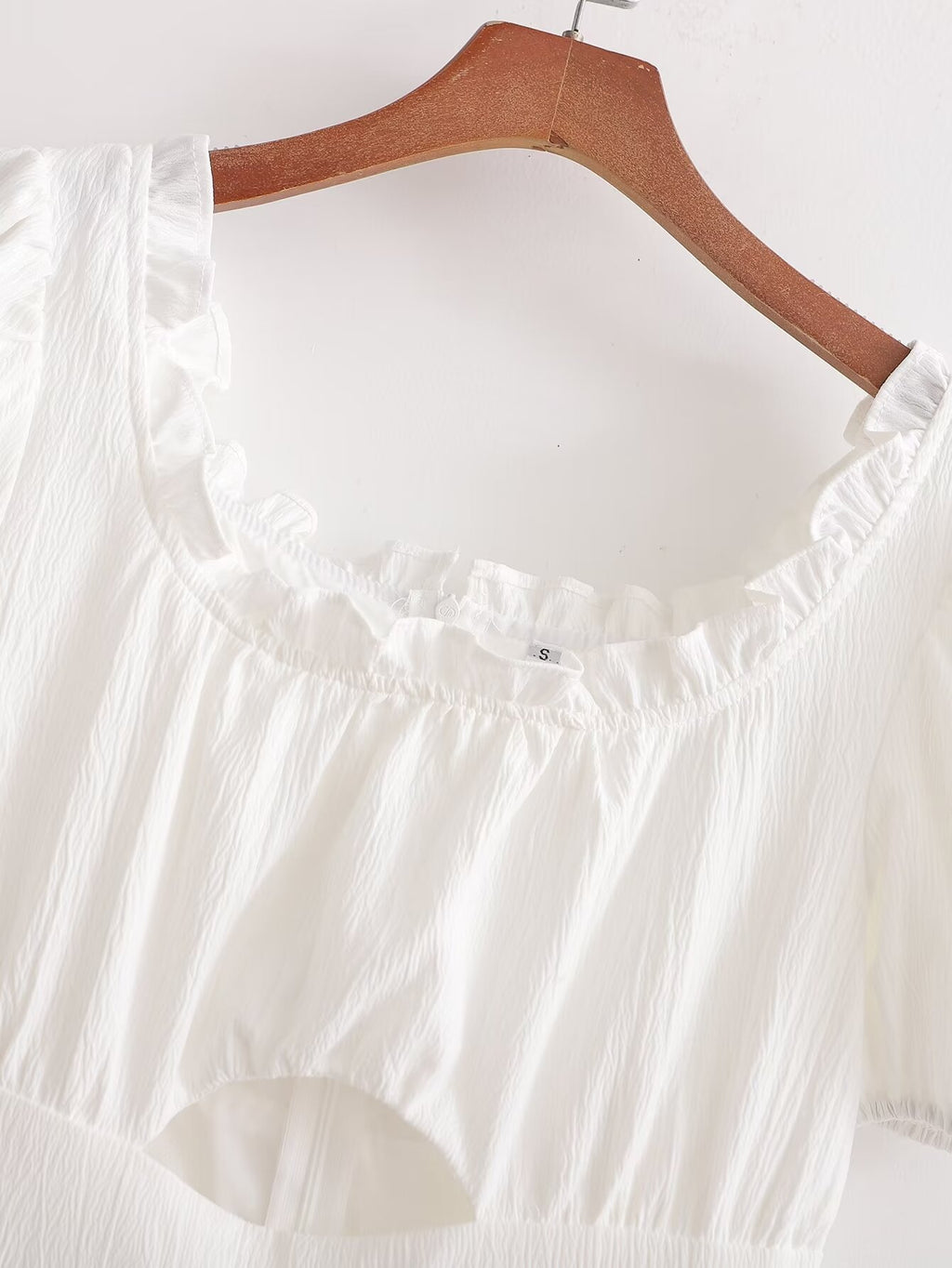 Spring Women Clothing Stylish Graceful Simple Solid Color Texture Ruffled Dress FRIDAY